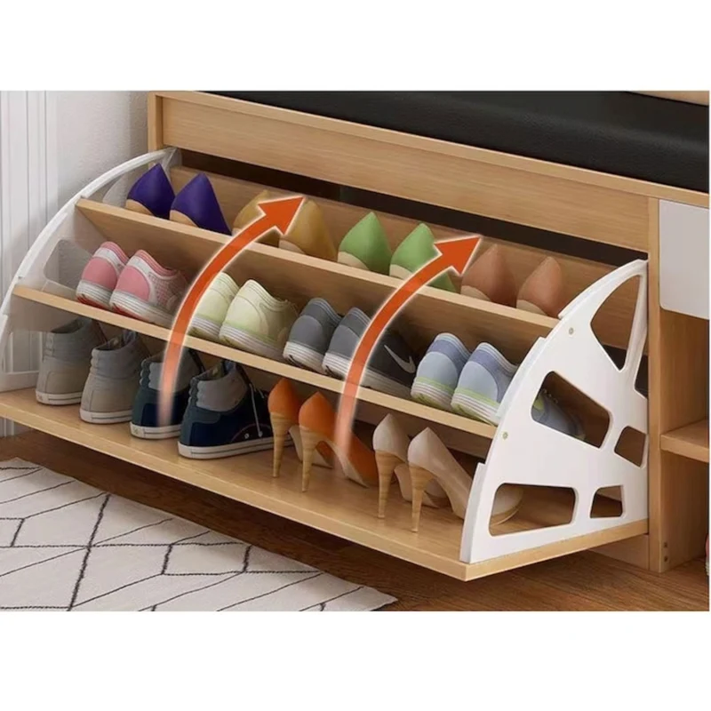 Pantofar Tip Banchetă cu Spațiu de Depozitare, 100 × 30 × 51 cm | 3 Rafturi | Șezut Tapițat | Alb, Maro sau Gri