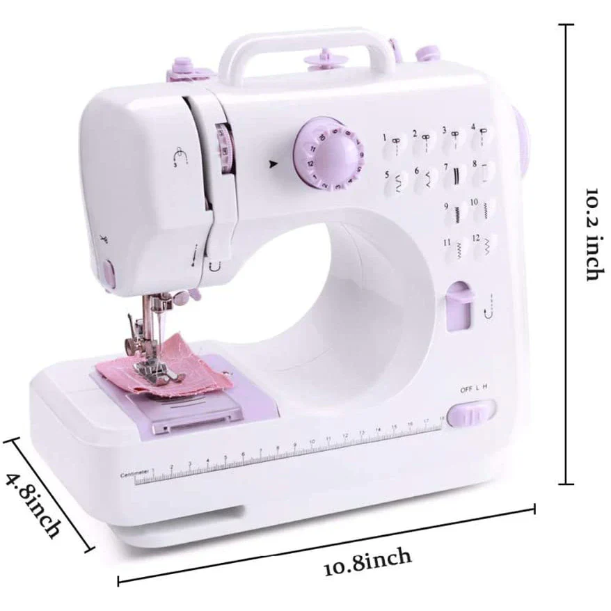 Masina de cusut Sew Simple K1127, portabila, 12 tipuri de cusaturi, 2 viteze, pedala inclusa, alba