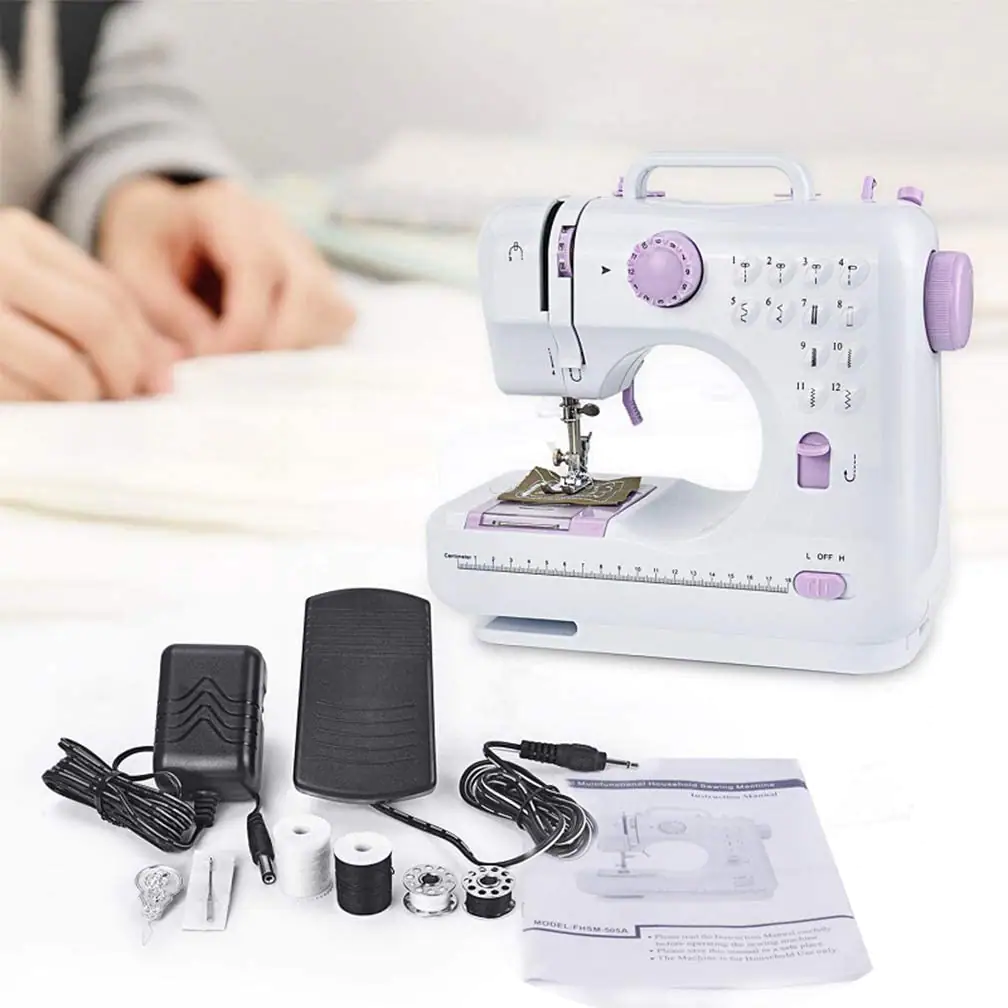 Masina de cusut Sew Simple K1127, portabila, 12 tipuri de cusaturi, 2 viteze, pedala inclusa, alba