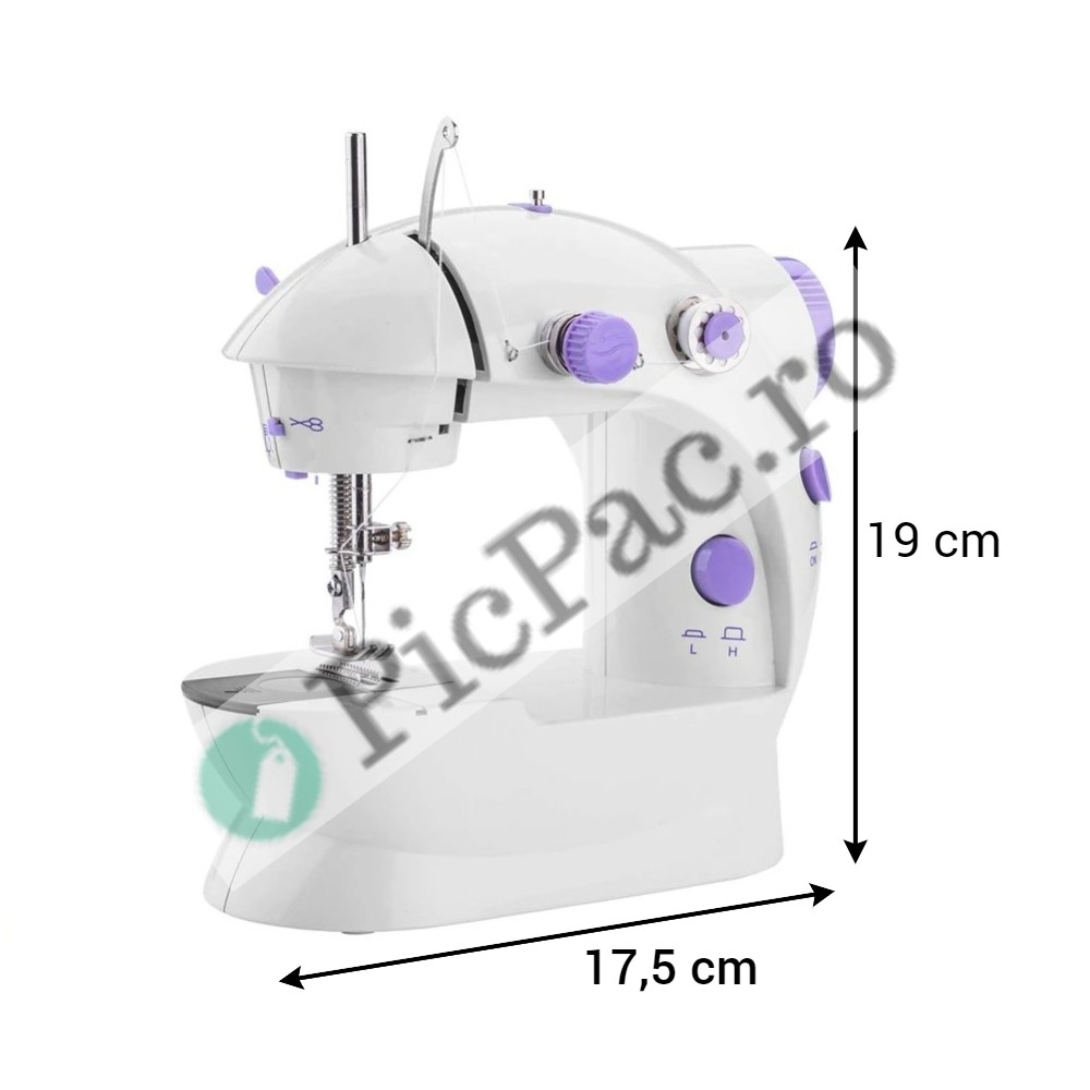 Masina de cusut electrica portabila, compacta, usor de utilizat, 2 viteze, ideala pentru retusuri si proiecte DIY