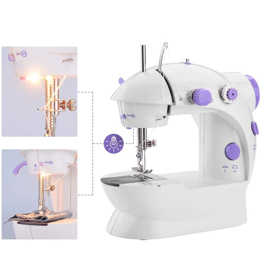 Masina de cusut electrica portabila, compacta, usor de utilizat, 2 viteze, ideala pentru retusuri si proiecte DIY