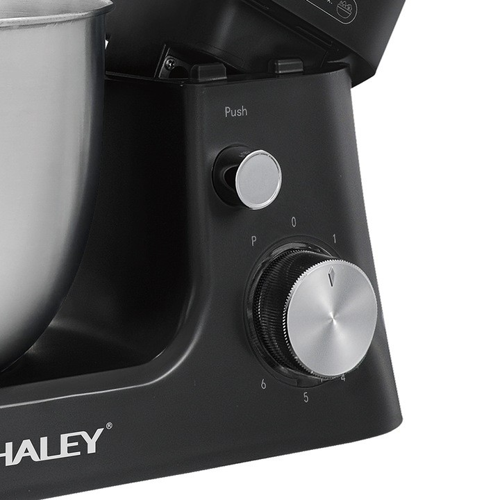 Mixer planetar HALEY HY-2409, 1200W, bol inox 7L, 6 viteze + Pulse, multifunctional, negru/inox, Garantie 3 Ani