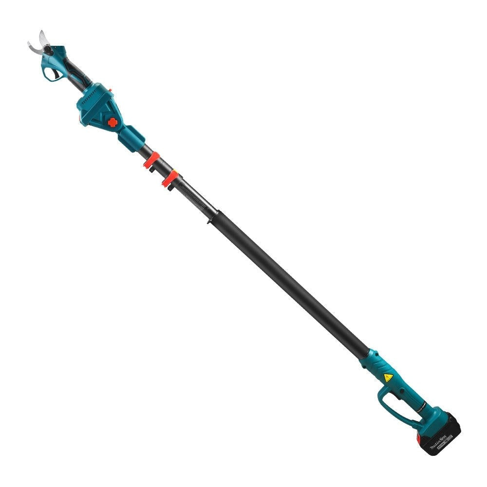 Set Foarfecă Electrică de Grădină + Mini Drujbă 6 Inch cu Braț Telescopic 2.13 m | 2 Acumulatori | Unghi Reglabil | Kit Profesional pentru Tăiere și Toaletare