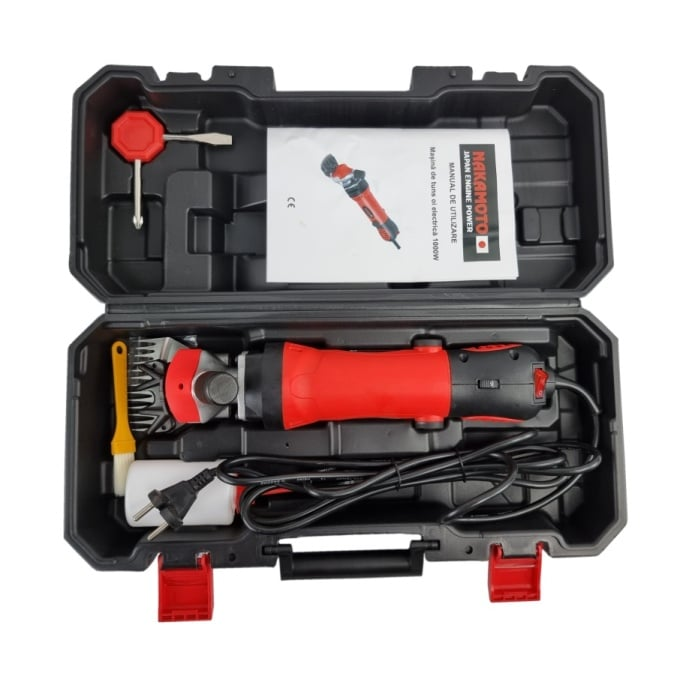 Masina de tuns oi profesionala 1000 JAPAN, 1000W, 2400RPM, variator turatie, accesorii incluse, carbuni rezerva