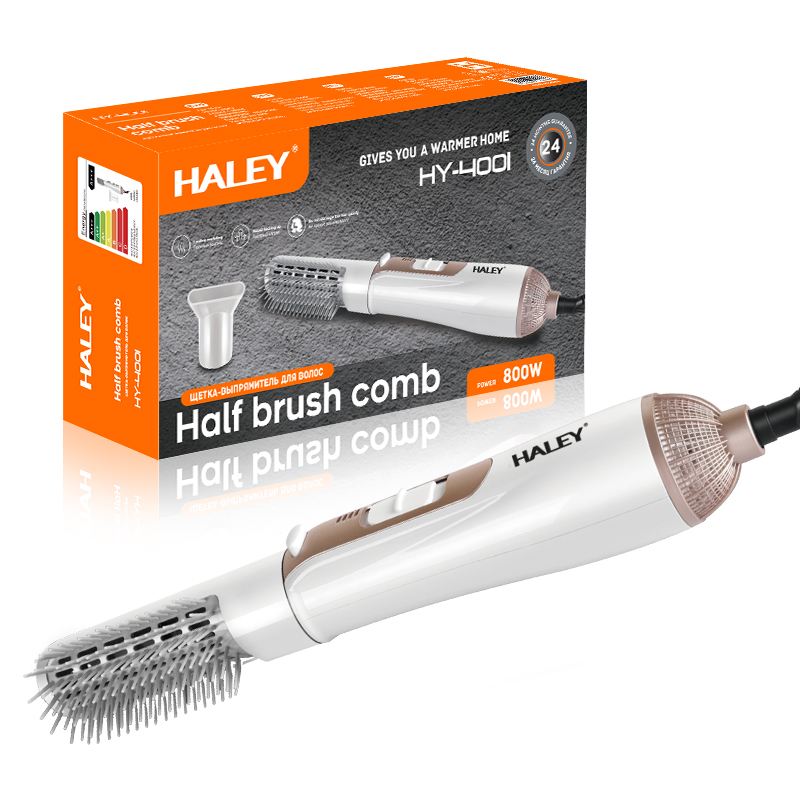 Perie cu aer cald HALEY Air 2in1, 800W, 3 trepte temperatura, uscare si coafare, alb, Garantie 3 Ani