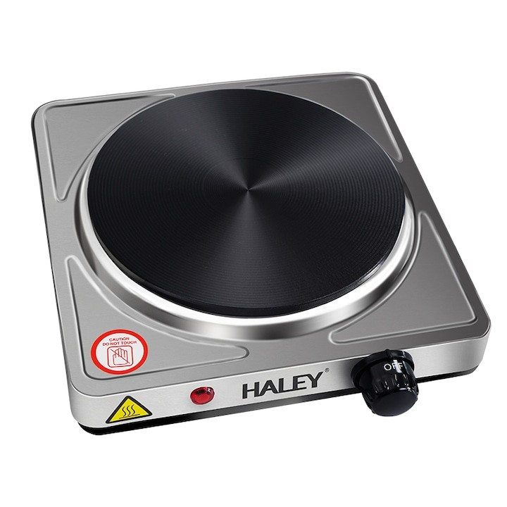 Plita electrica portabila HALEY HY-1892, 1500W, inox, reglaj temperatura, protectie supraincalzire, compacta, Garantie 3 Ani