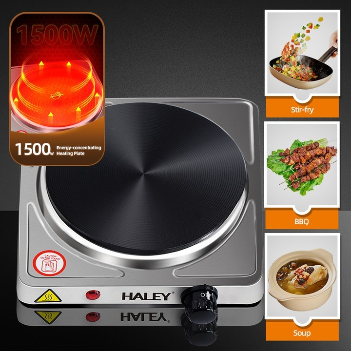 Plita electrica portabila HALEY HY-1892, 1500W, inox, reglaj temperatura, protectie supraincalzire, compacta, Garantie 3 Ani