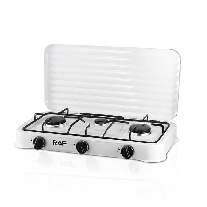 Plită pe Gaz RAF R8035, 3 Arzătoare, Oțel Carbon Rezistent, 53 cm, Aprindere Manuală, Design Compact, Culoare Albă