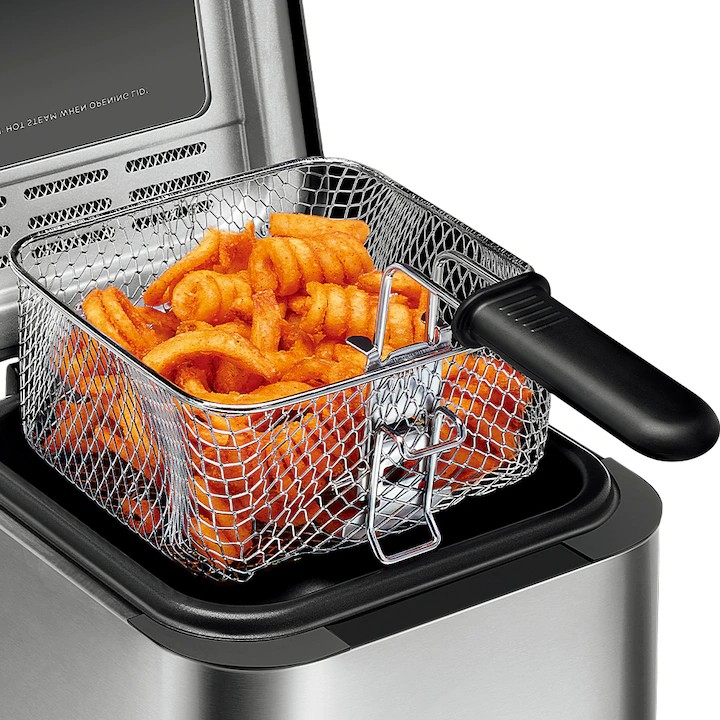 Friteuza electrica HALEY HY-2505, 1000W, capacitate 2.5L, control temperatura, inox, design compact, Garantie 3 Ani