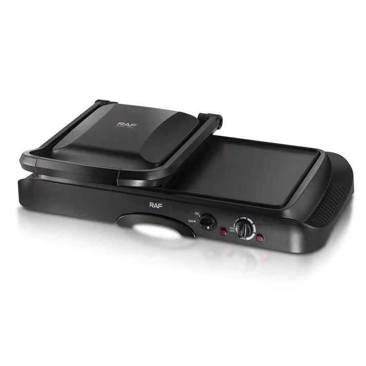 Grill electric 2 în 1 RAF R2695, 1600W, plăci antiaderente, grill & presă, temperatură reglabilă, garanție 3 ani