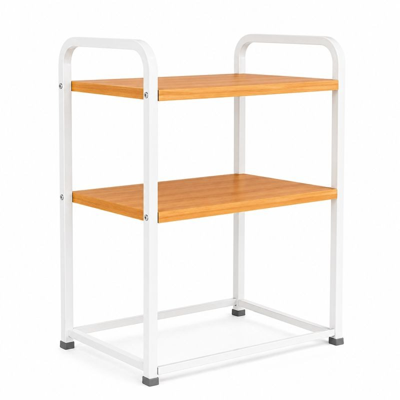 Raft organizator pentru microunde, etajera metalica cu 3 polite, suport depozitare bucatarie, 53 x 34 x 80 cm
