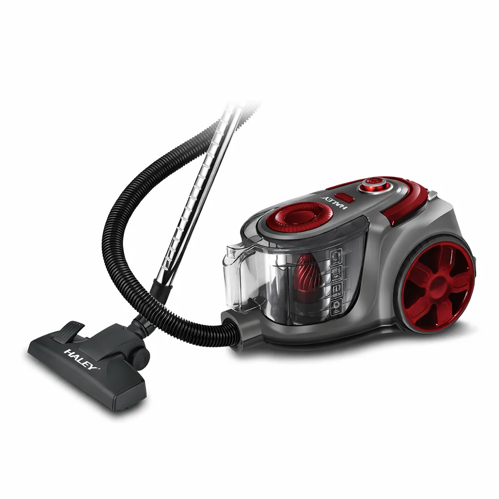 Aspirator fara sac HALEY HY-9907, 1200W, recipient 2L, sistem ciclonic, putere mare aspirare, rosu/gri, Garantie 3 Ani