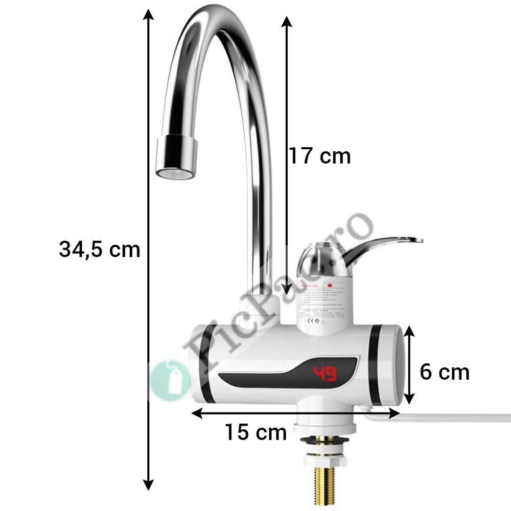 Robinet electric apă caldă instant, 3000W, afișaj LCD, montaj chiuvetă, IPX4