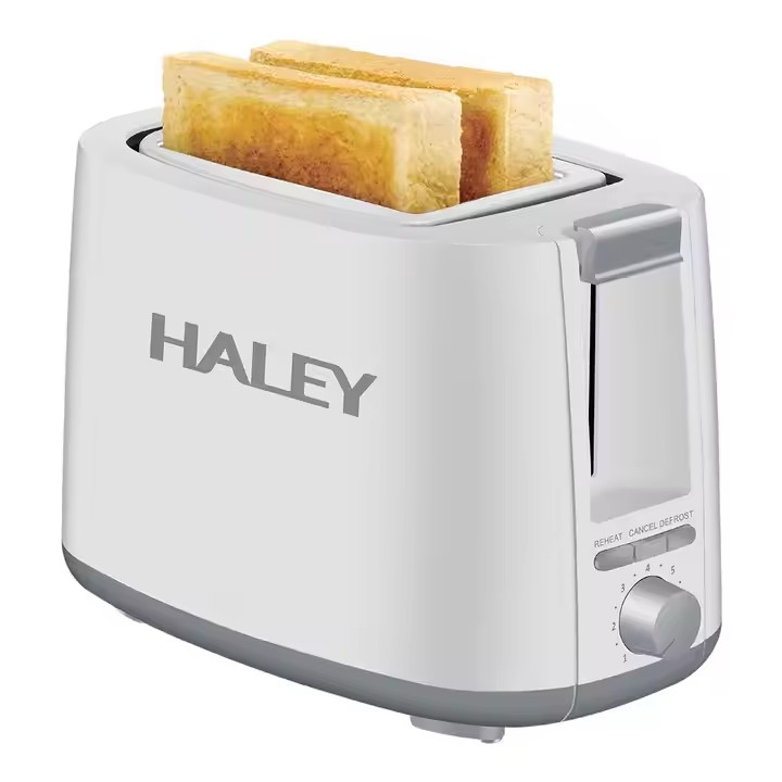 Prajitor de paine HALEY HY-9602, 2 felii, 750W, inox, functie reincalzire, oprire automata, alb, Garantie 3 Ani