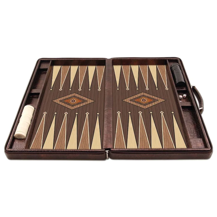 Joc Table Diplomat din Piele Naturală și Lemn Masiv de Lux | Realizat Manual | Set Premium pentru Table