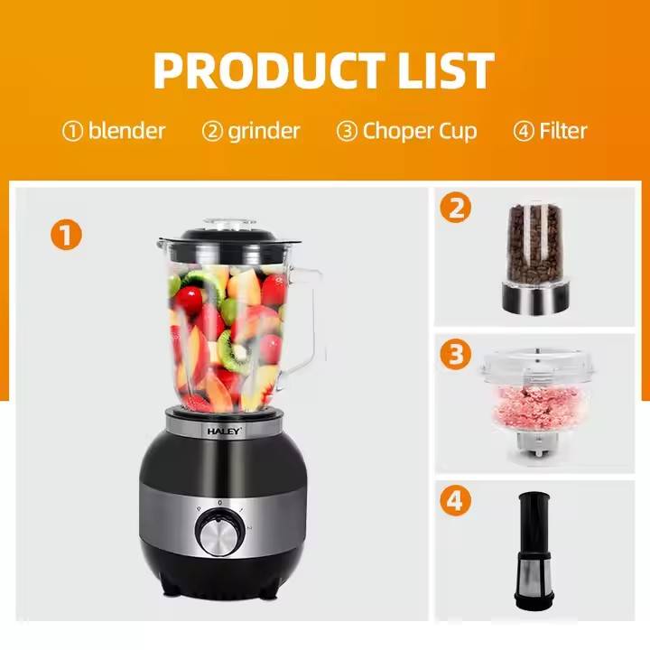 Blender multifunctional HALEY, 1200W, vas 1.8L, lame din inox, viteze multiple, Garantie 3 Ani